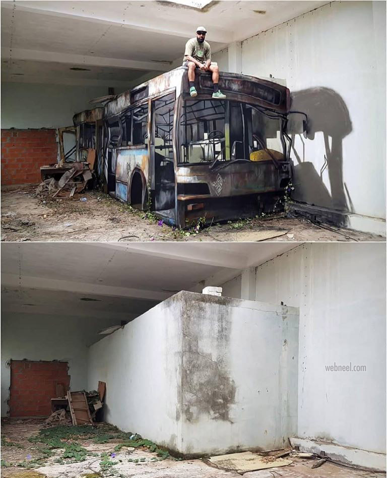 3d wall art painting bus by odeith
