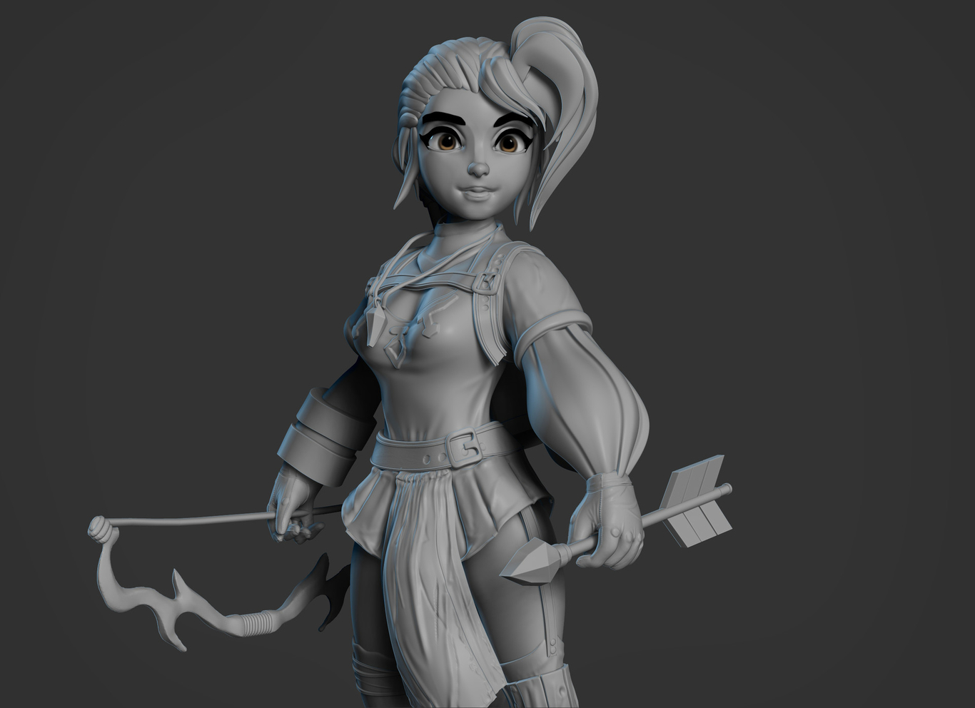 3d girl model character design archer by jorge luis