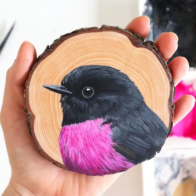 beautiful painting on wood bird by deanna maree