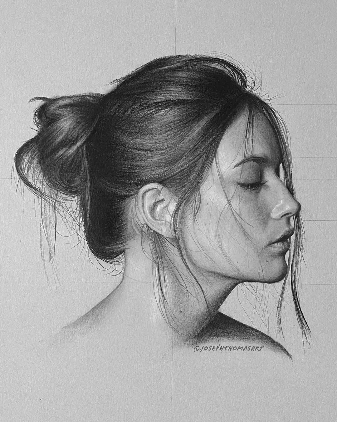 portrait drawing side face by josephthomasart