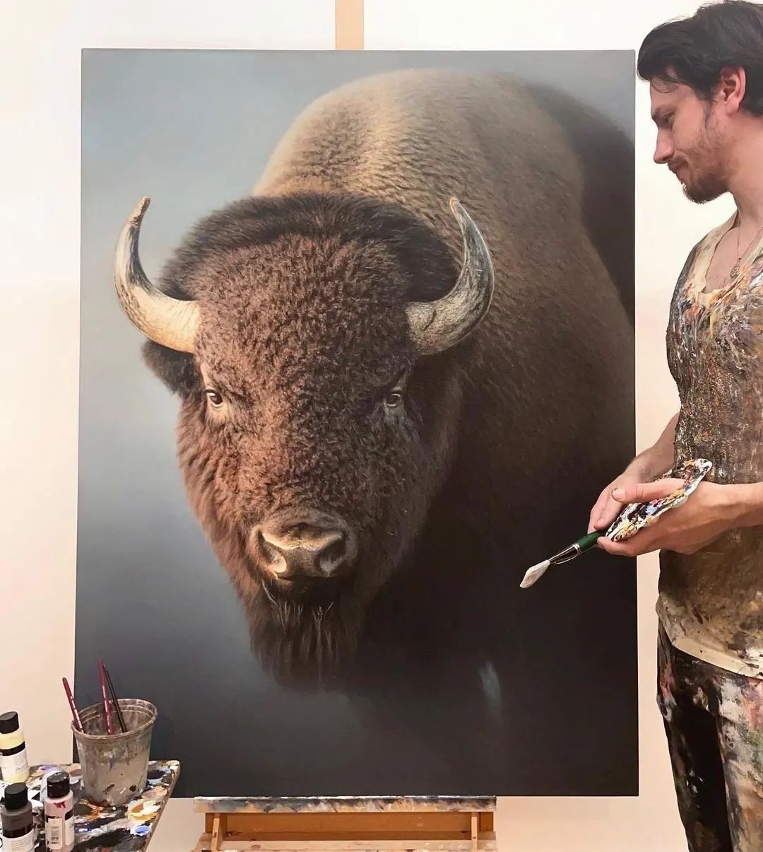 realistic animal painting yak by nick sider