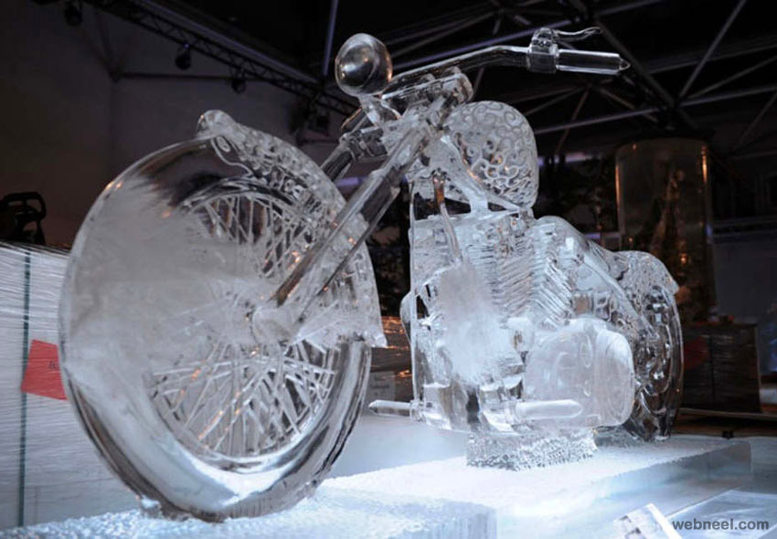 ice sculpture motor bike