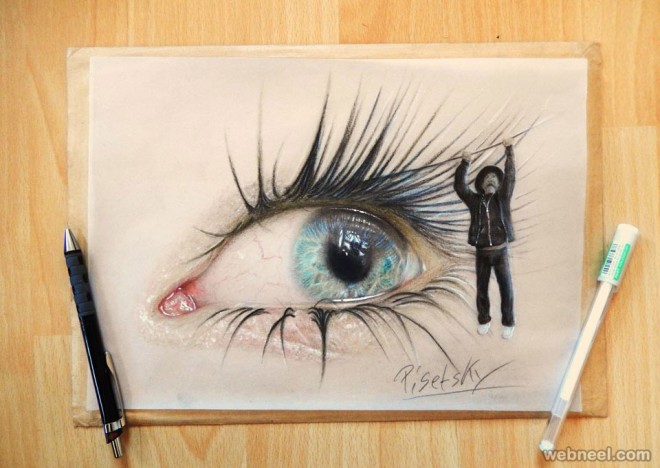 eyes pencil drawing by pisetsky