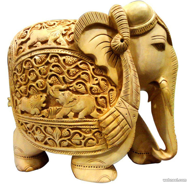 elephant wood carving handicraft rajasthan