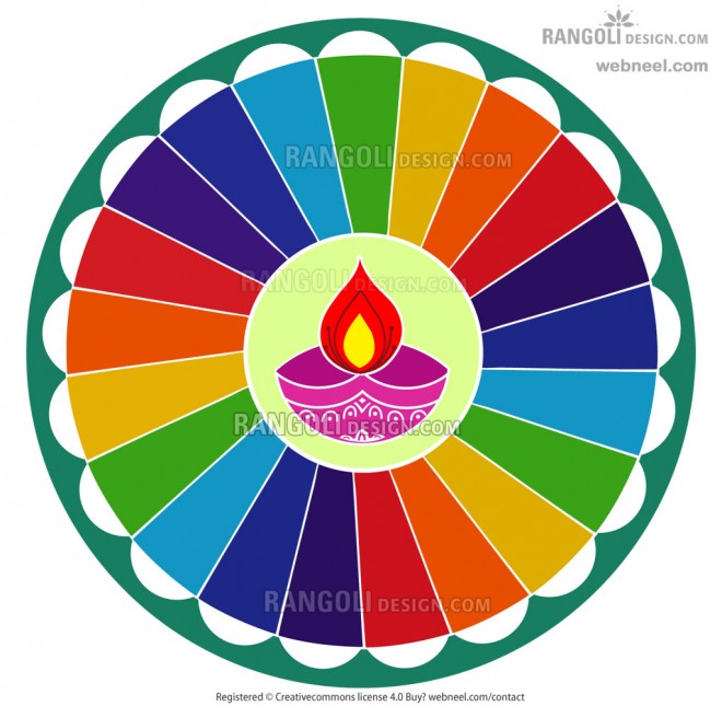 rainbow rangoli design for diwali