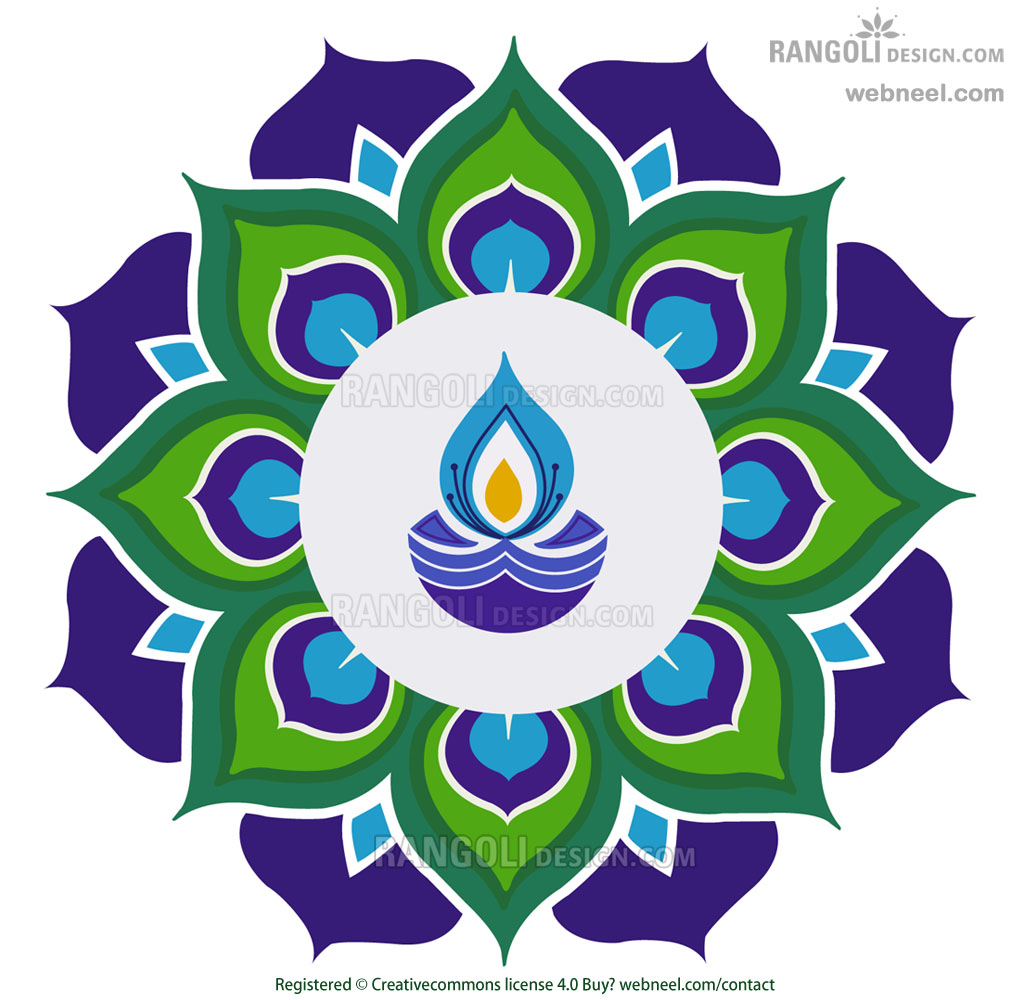 diya peacock rangoli design for diwali by webneel
