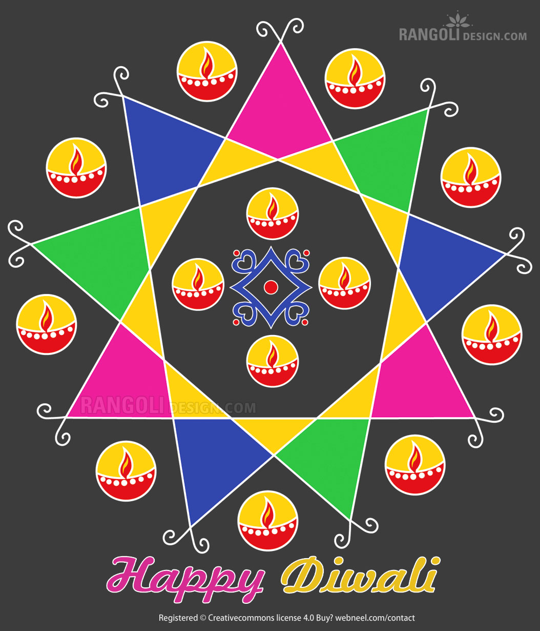 star diya diwali rangoli design by webneel