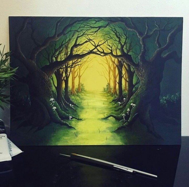 forest acrylic painting by cheneygram