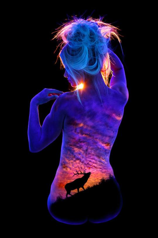 nigh glow body painting by john poppleton
