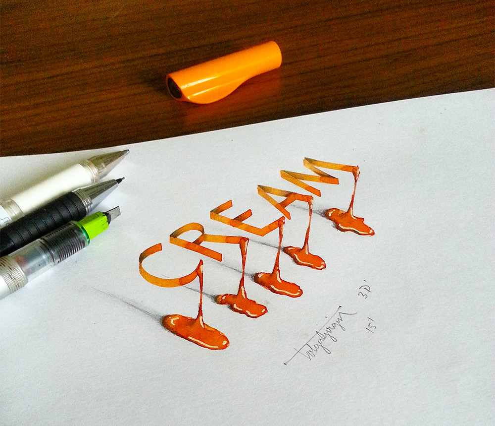 4-cream-3d-calligraphy-by-tolga-girgin
