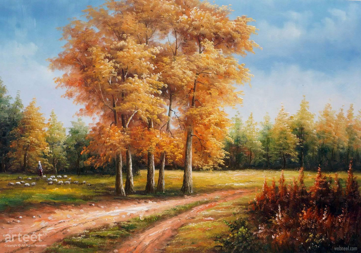 landscape oil painting fall by arteet