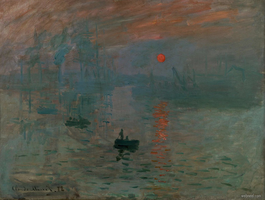 famous oil paintings impression sunrise by claude monnet