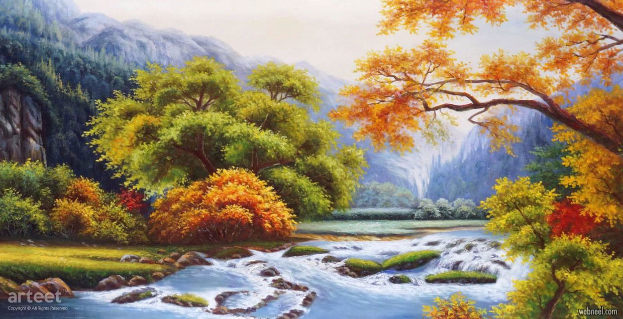 landscape artwork oil painting scenery