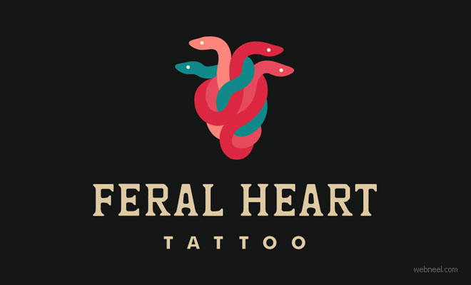 logo design tattoo studio feral heart