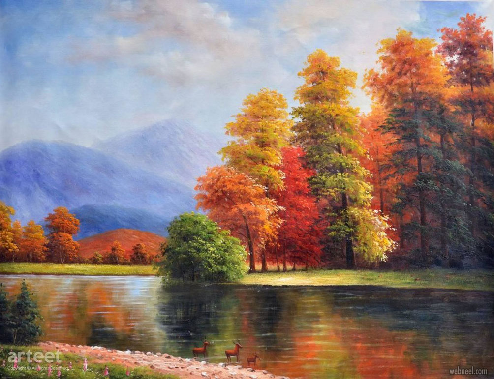 scenery oil painting autumn