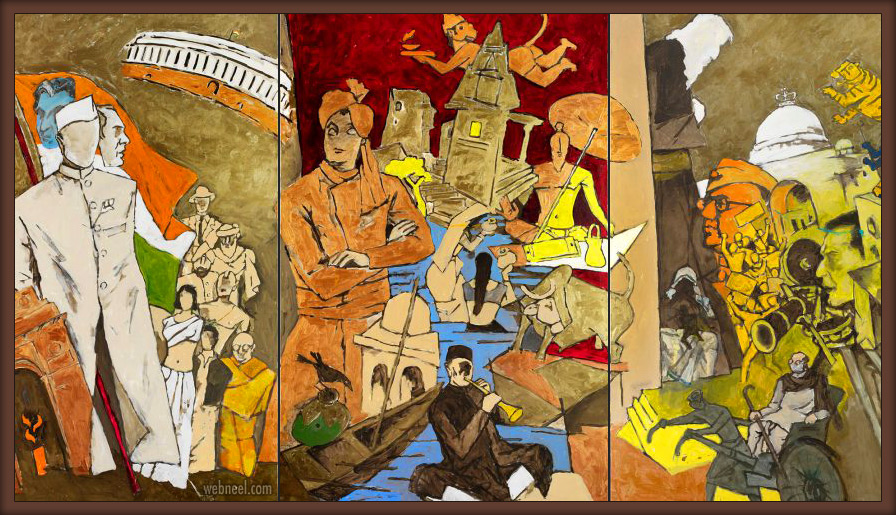 indian modern paintings tale of cities by mf hussain