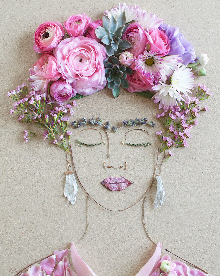 sleep flower art portrait by vicky brooke