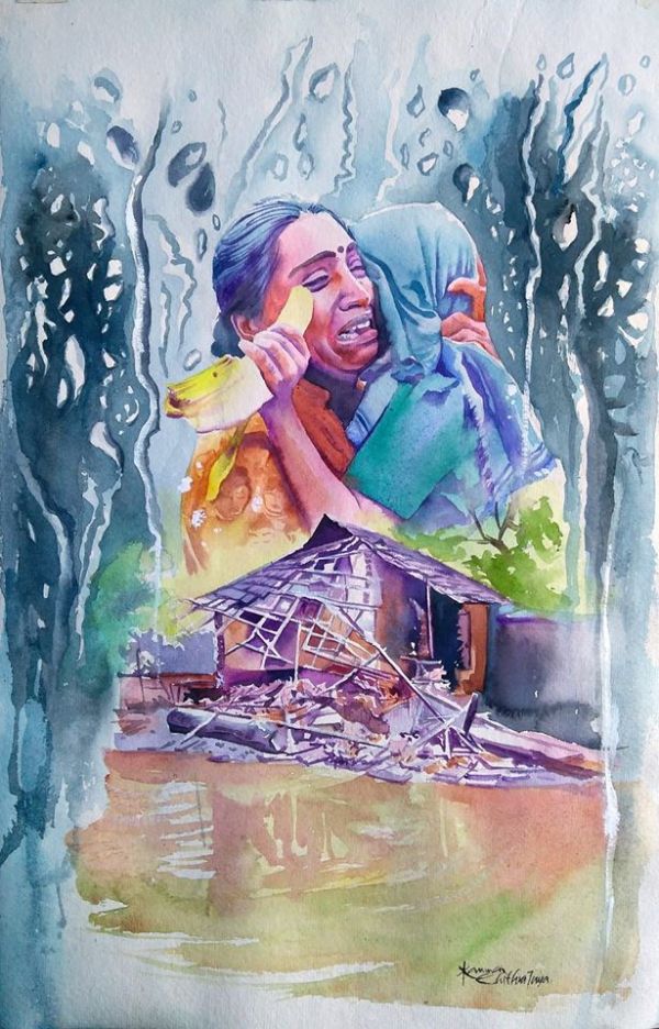 watercolor painting lose house by kannan chitralaya