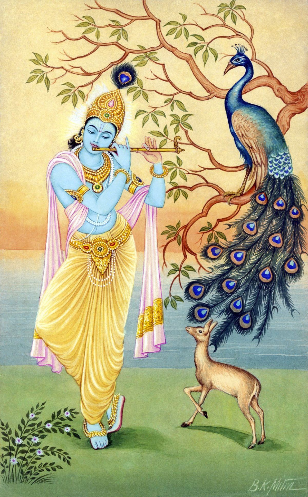 painting krishna by bkmitra