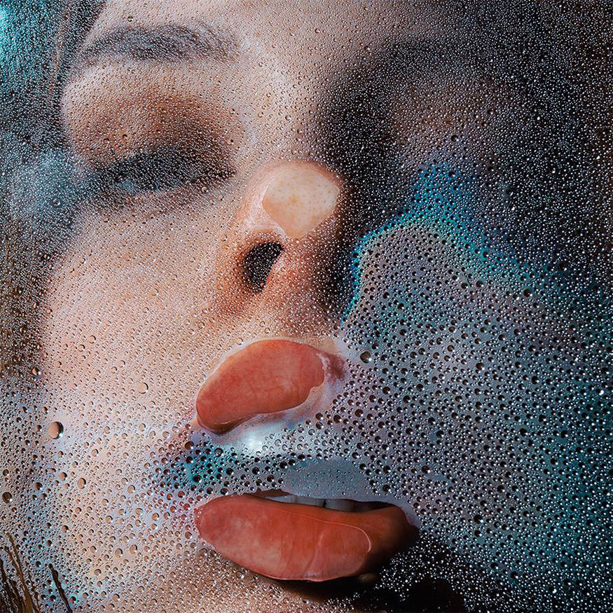 painting woman glass rain by marius sperlich