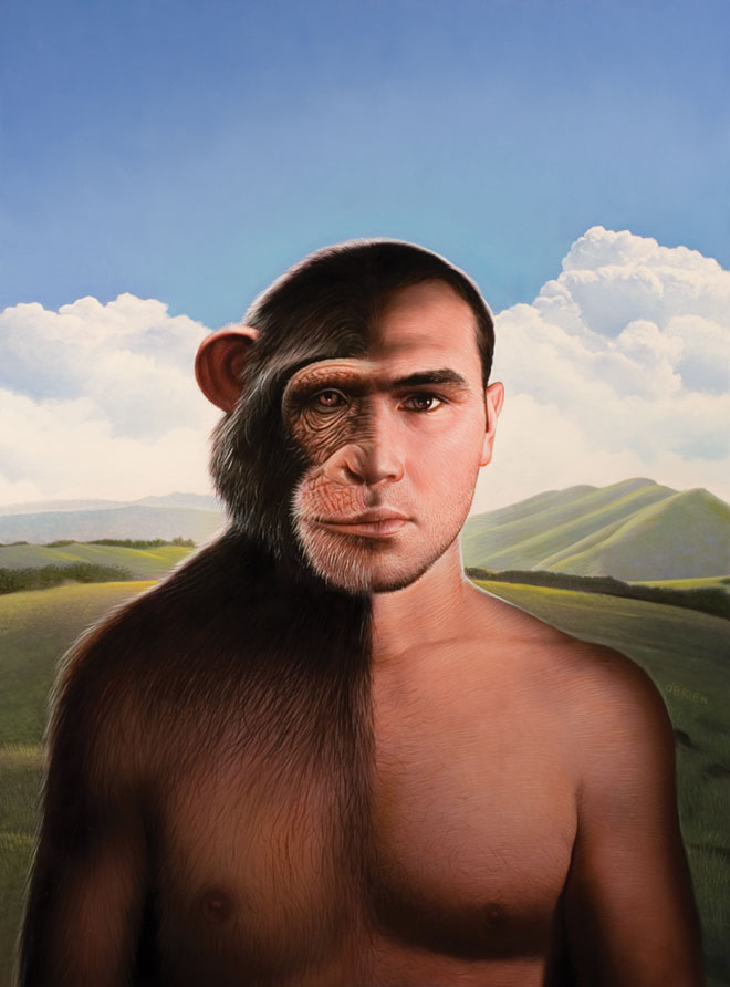 chimp man painting by tim obrien