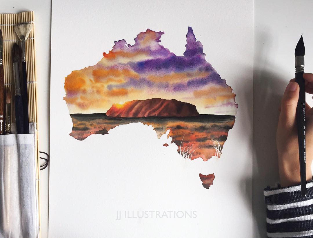 1-australia-watercolor-painting-by-jessica-janik