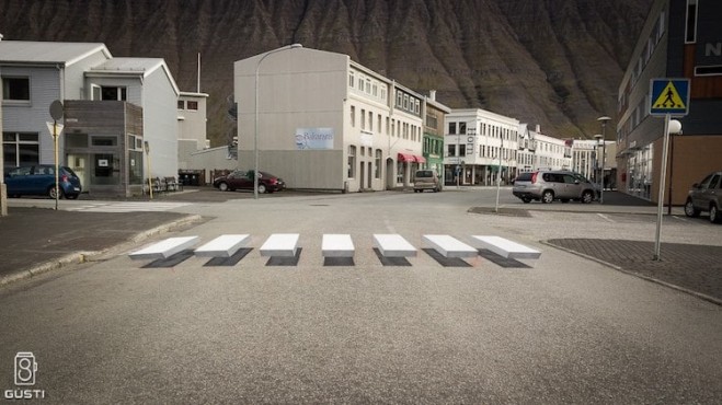 zebra crossing 3d street art iceland