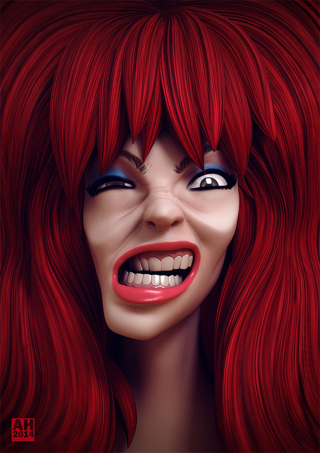 3d girl cartoon caricature vray 3dsmax by andrew