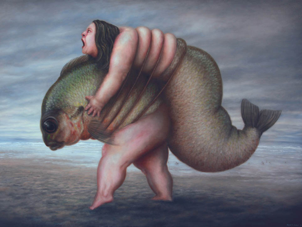 fish surreal painting by bruno pontiroli