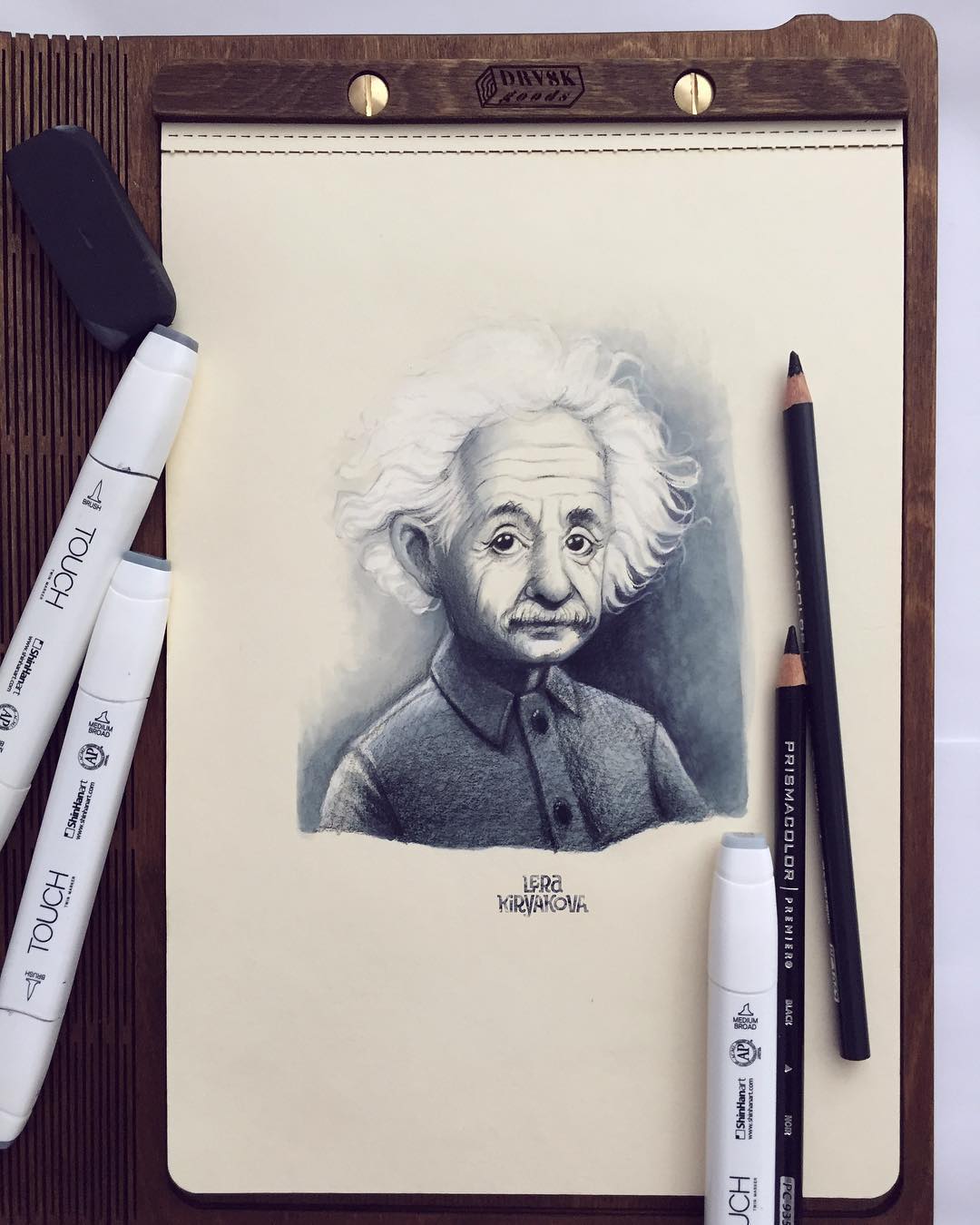 einstein color pencil drawing