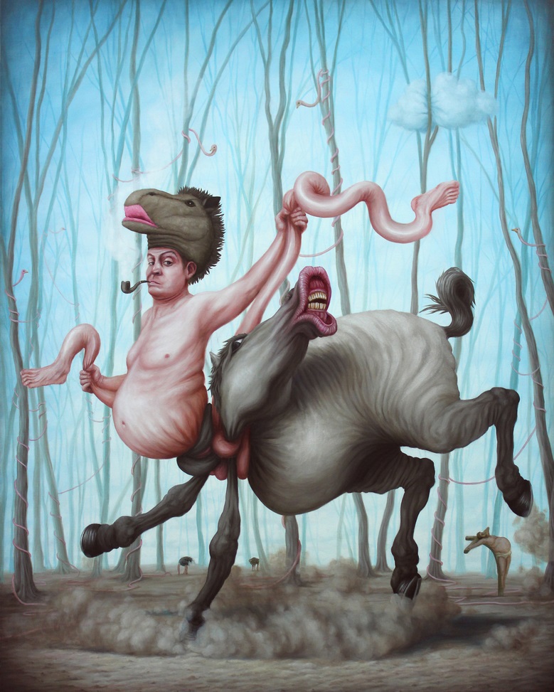 donkey surreal painting by bruno pontiroli