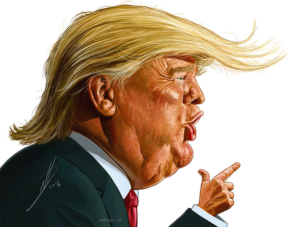 trump caricature drawing by neil davies