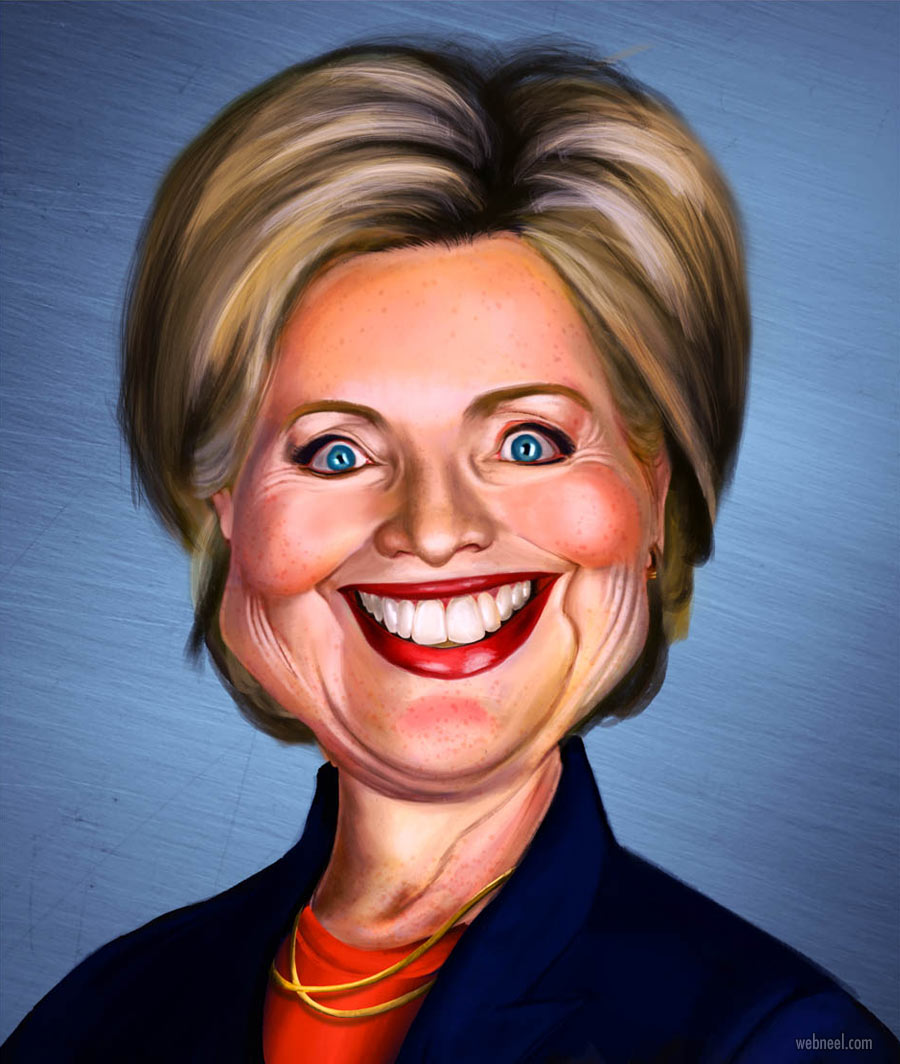 hillary clinton caricature drawing