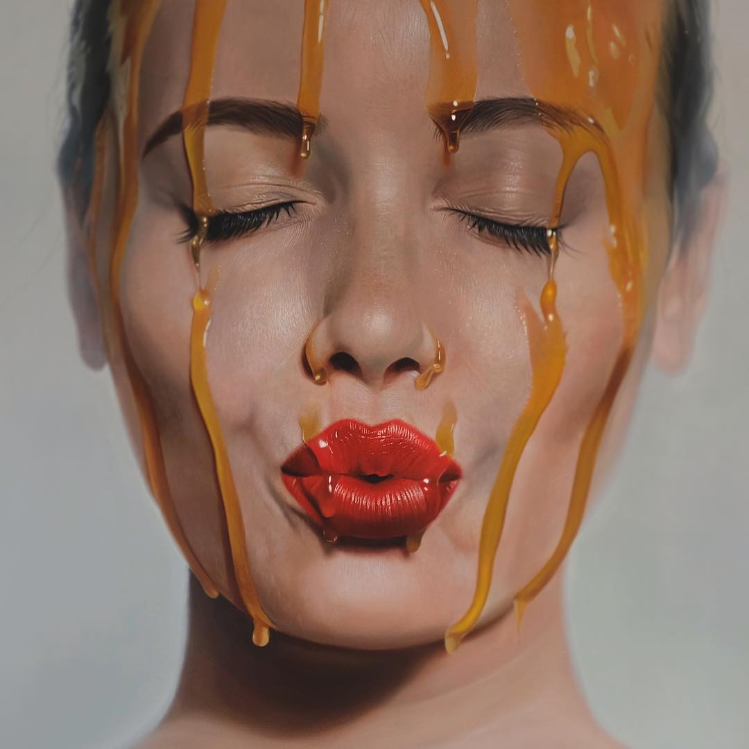 hyper realistic painting woman by mike dargas