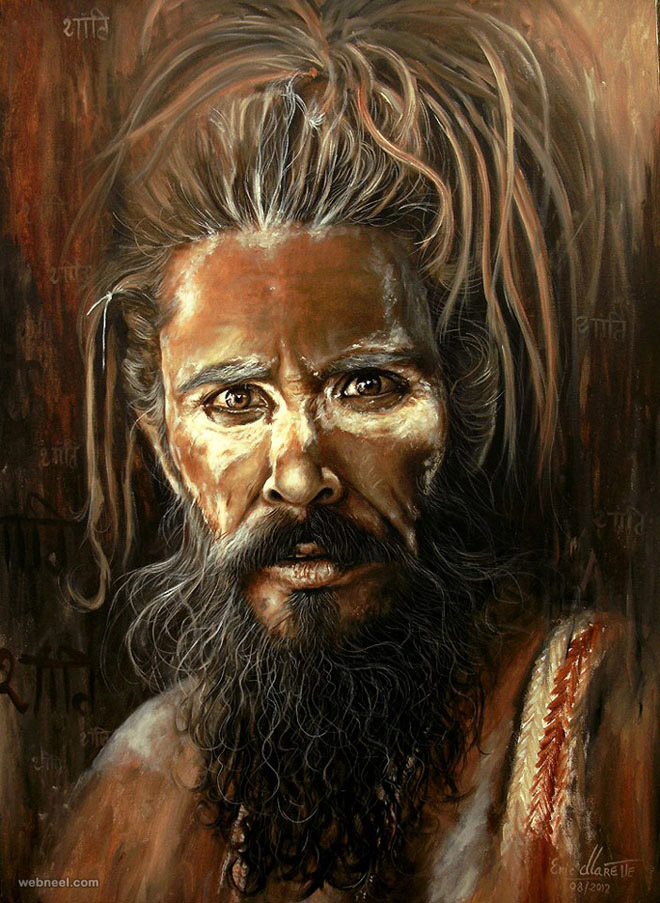 realistic painting sadhu