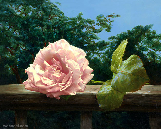 still life flower painting rose