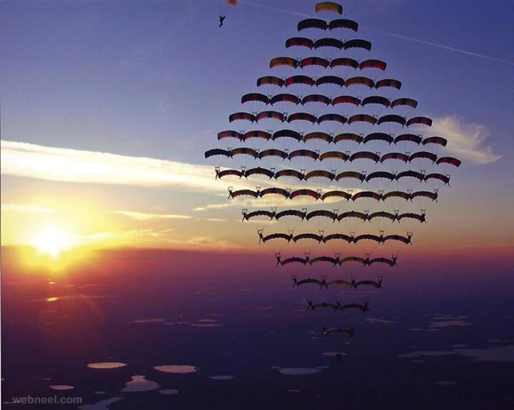 beautiful parachute formation