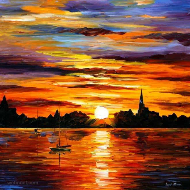 sunset painting art leonid afremov