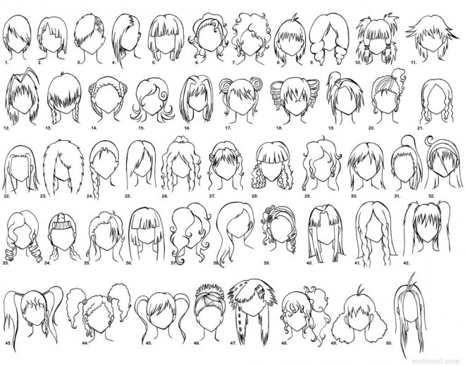 Female Anime Drawing Hair 16