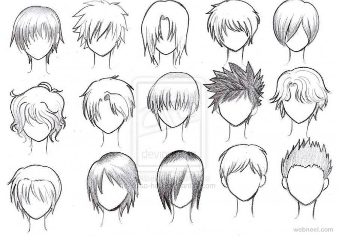 draw anime male hair