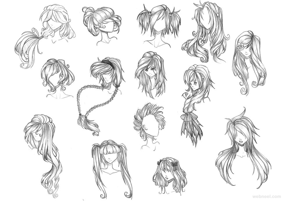 draw anime hair