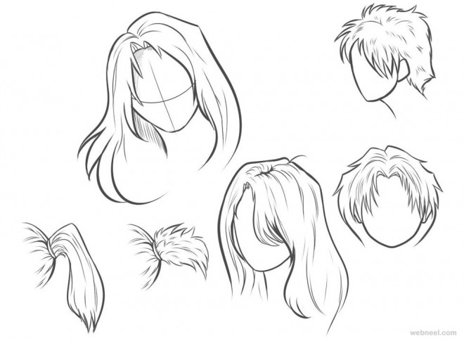 draw anime hair