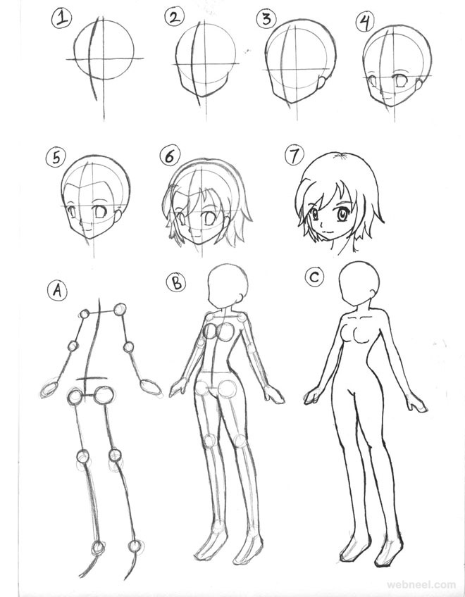 how to draw female anime