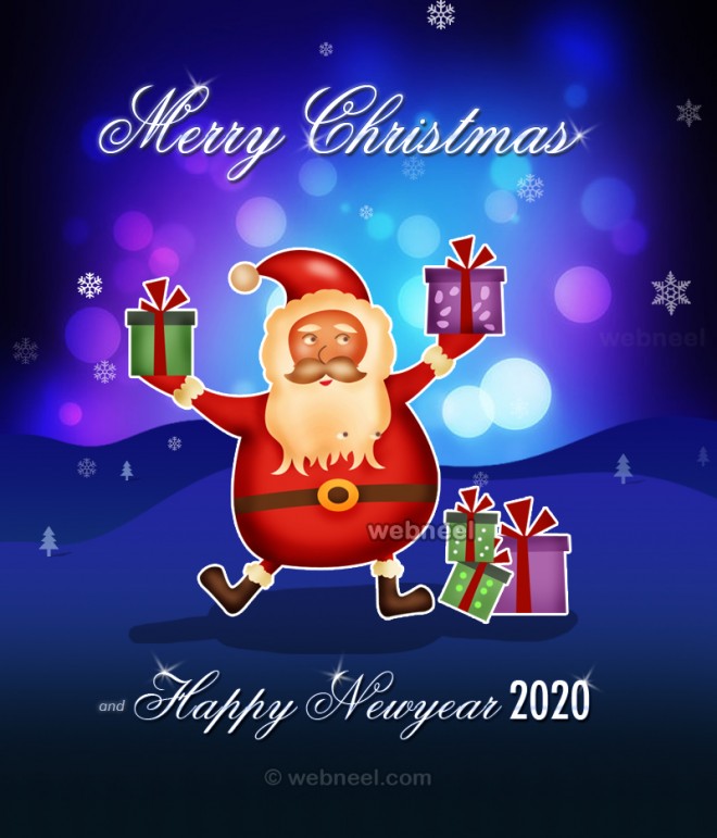 newyear greeting card santa 2020