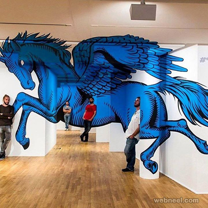 3d wall drawing horse by truly design