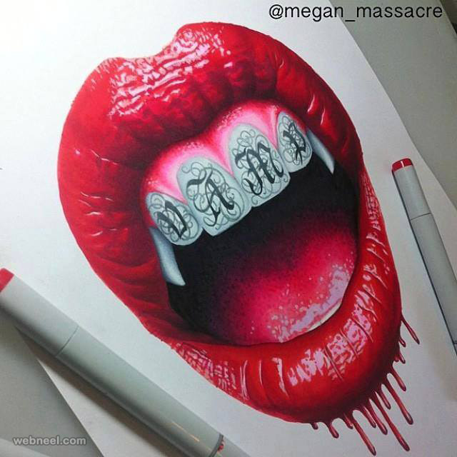 beautiful lips painting by megan massacre