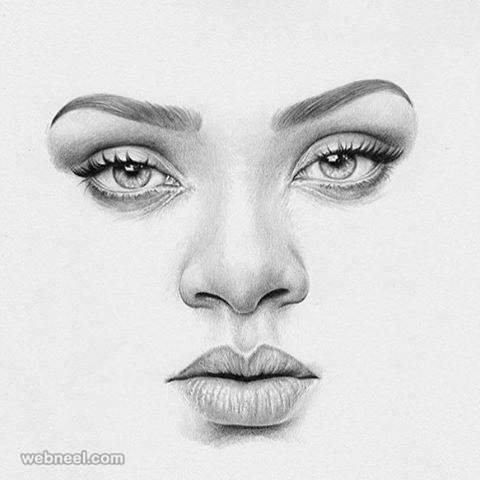 face pencil drawing by ta abe