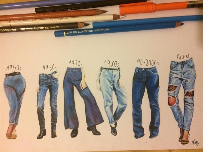 jeans color pencil drawing by mike gibson