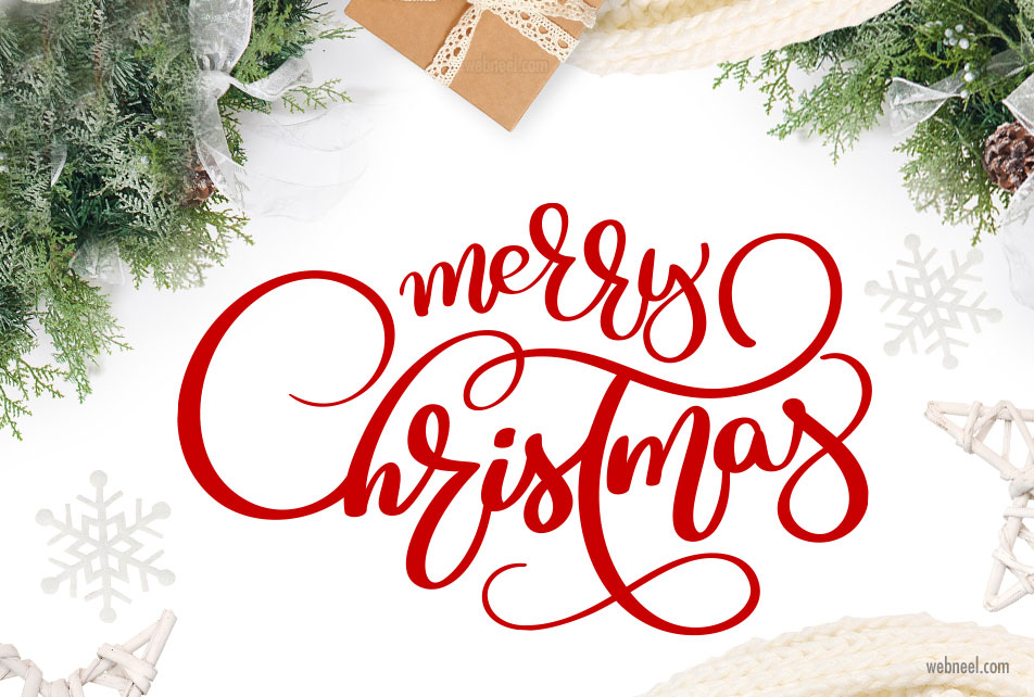 christmas typography design by happy letters