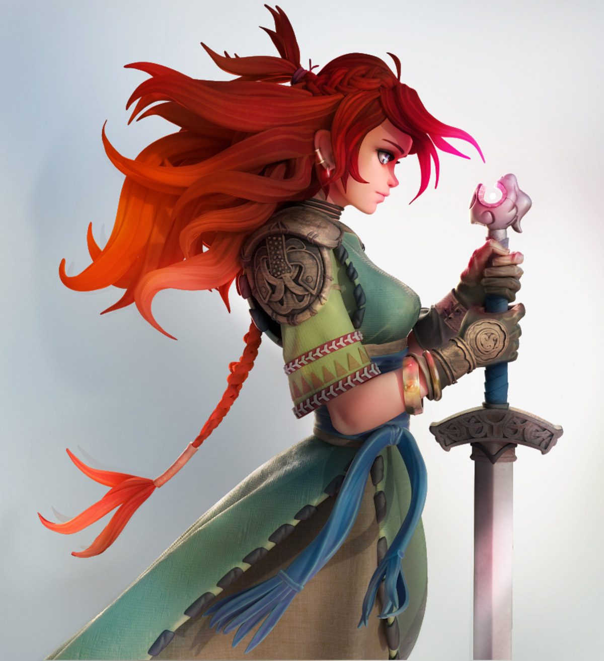 3d model fantasy girl warrior anime by zadia